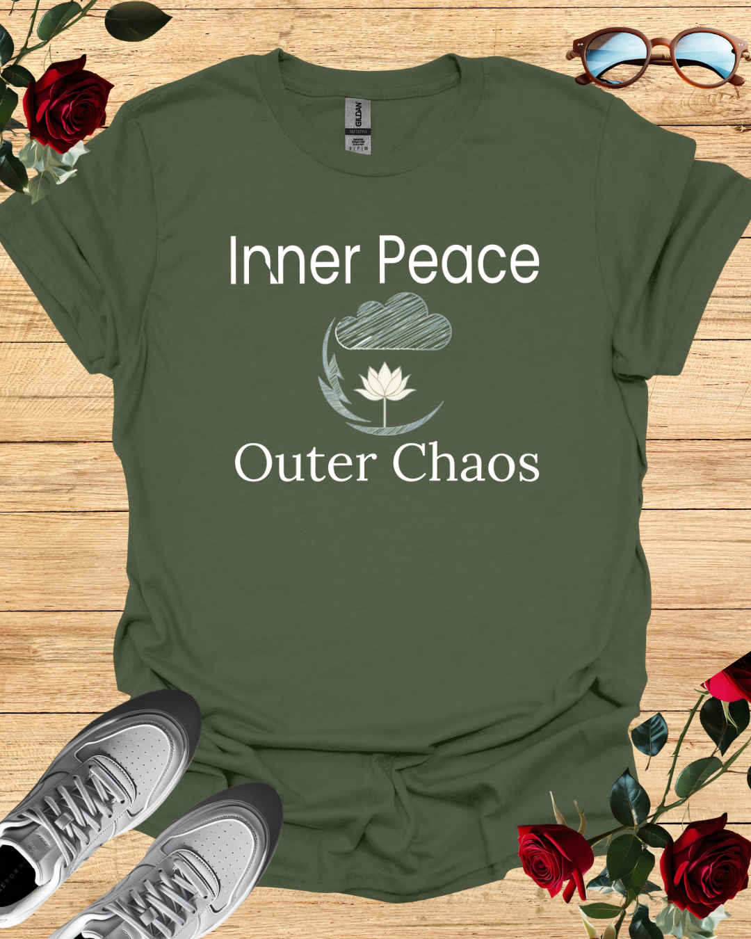 Inner Peace   Outer Chaos Organic Cotton Mindful T-Shirt Printify