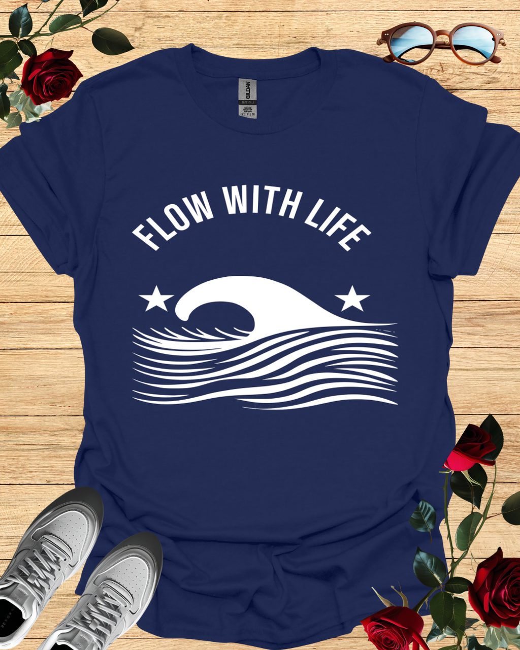 Flow with Life – Minimalist Motivational T-Shirt Printify