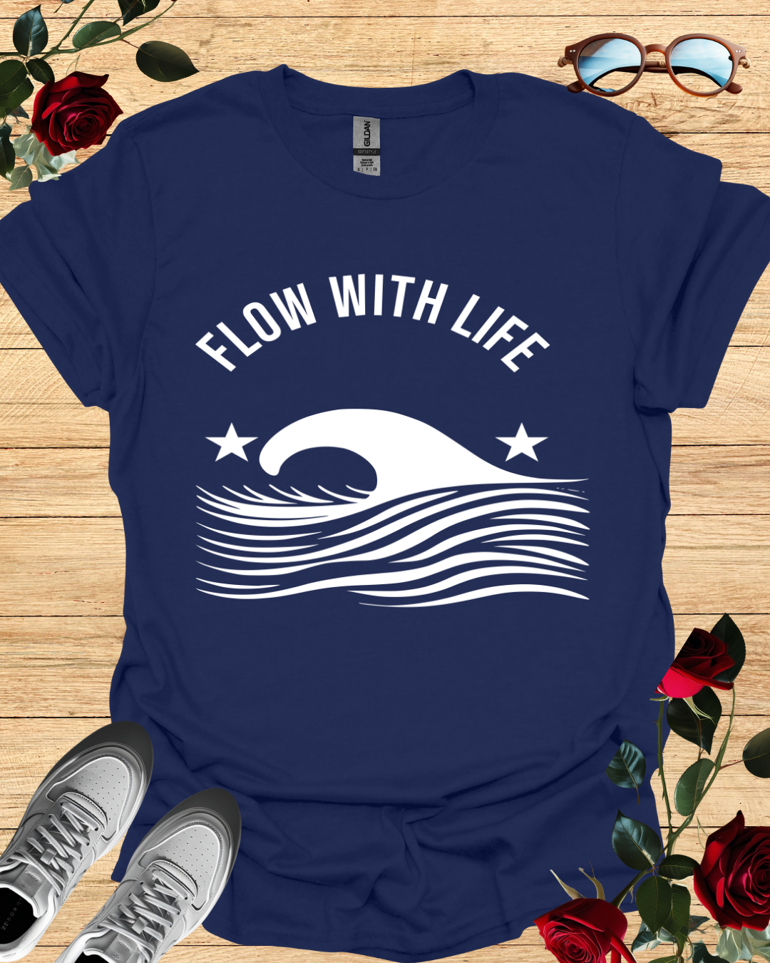 Flow with Life – Minimalist Motivational T-Shirt Printify
