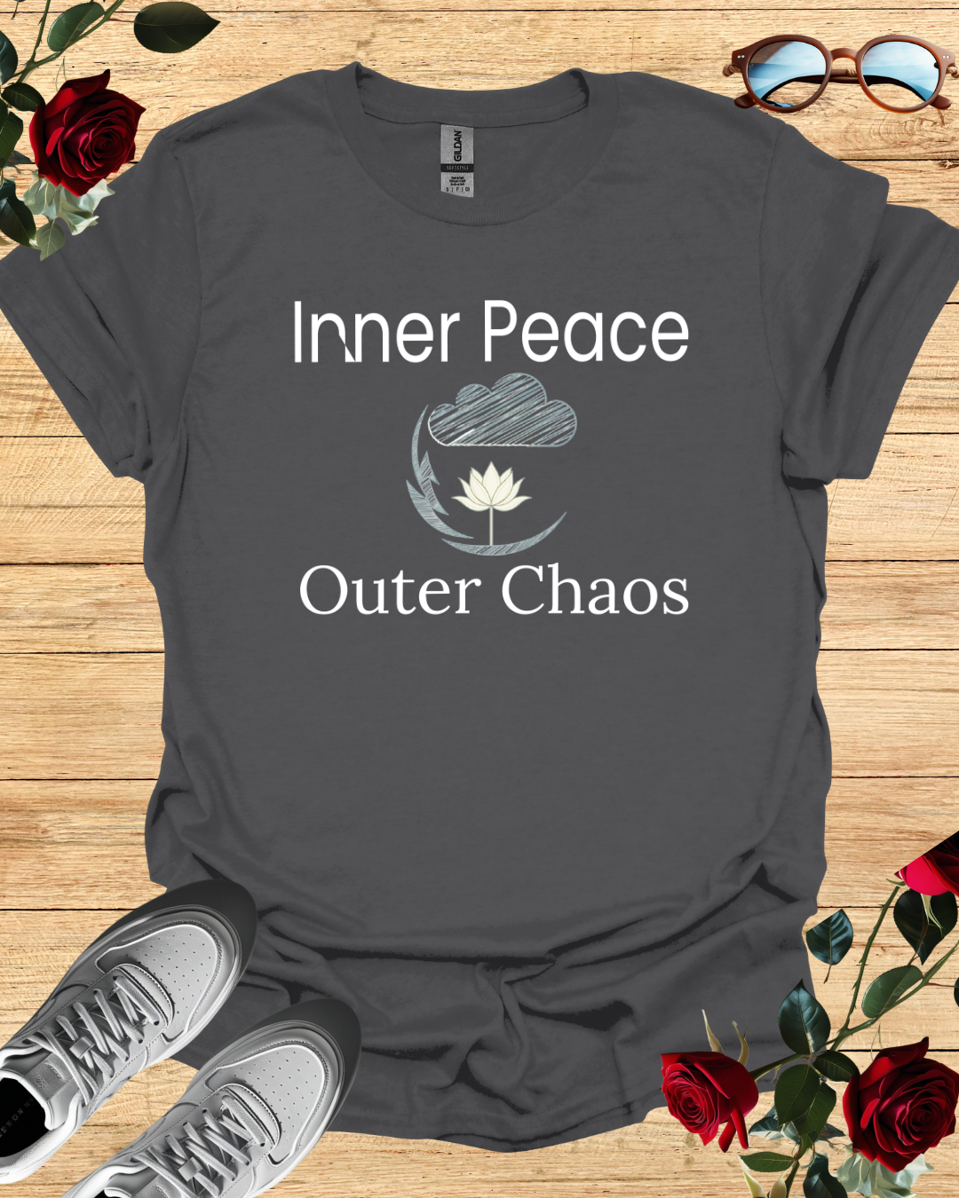 Inner Peace   Outer Chaos Organic Cotton Mindful T-Shirt Printify