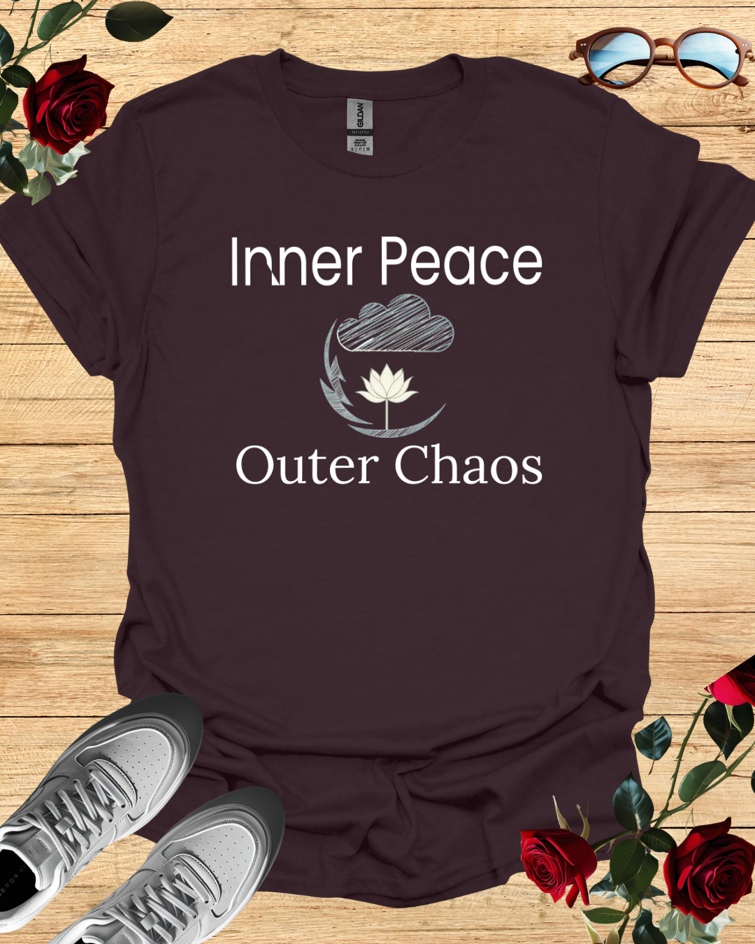 Inner Peace   Outer Chaos Organic Cotton Mindful T-Shirt Printify