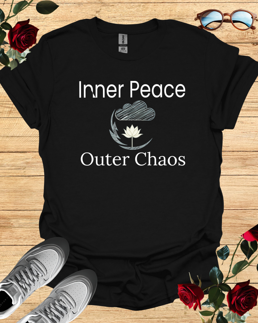 Inner Peace   Outer Chaos Organic Cotton Mindful T-Shirt Printify