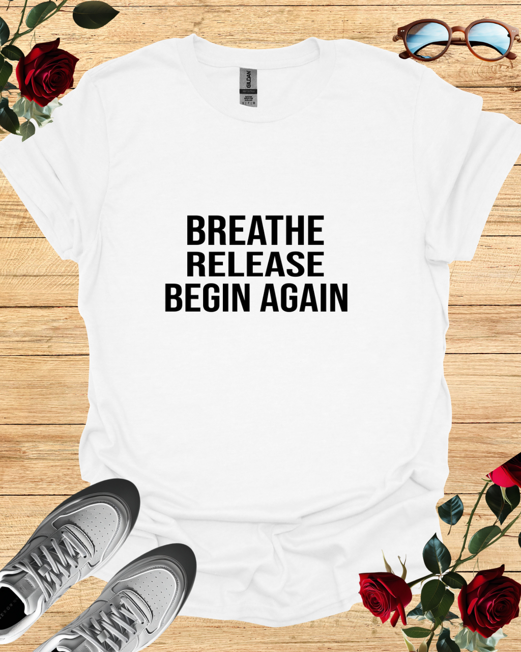 Breath, Release, Begin Again | Premium Comfort T-Shirt Collection Printify