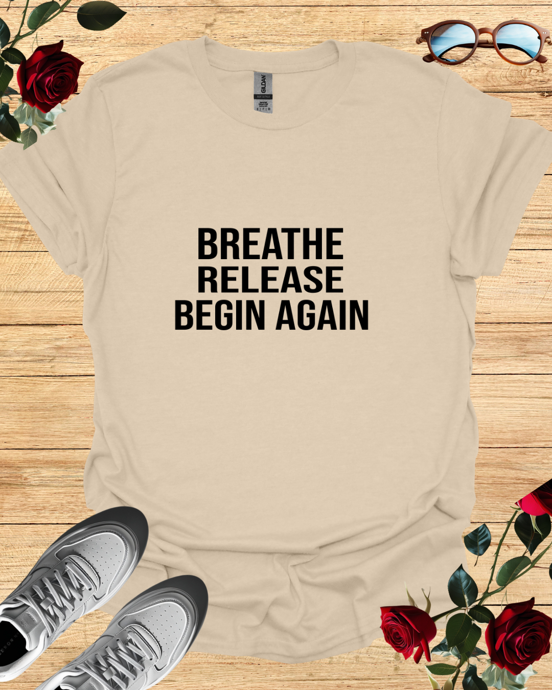 Breath, Release, Begin Again | Premium Comfort T-Shirt Collection Printify