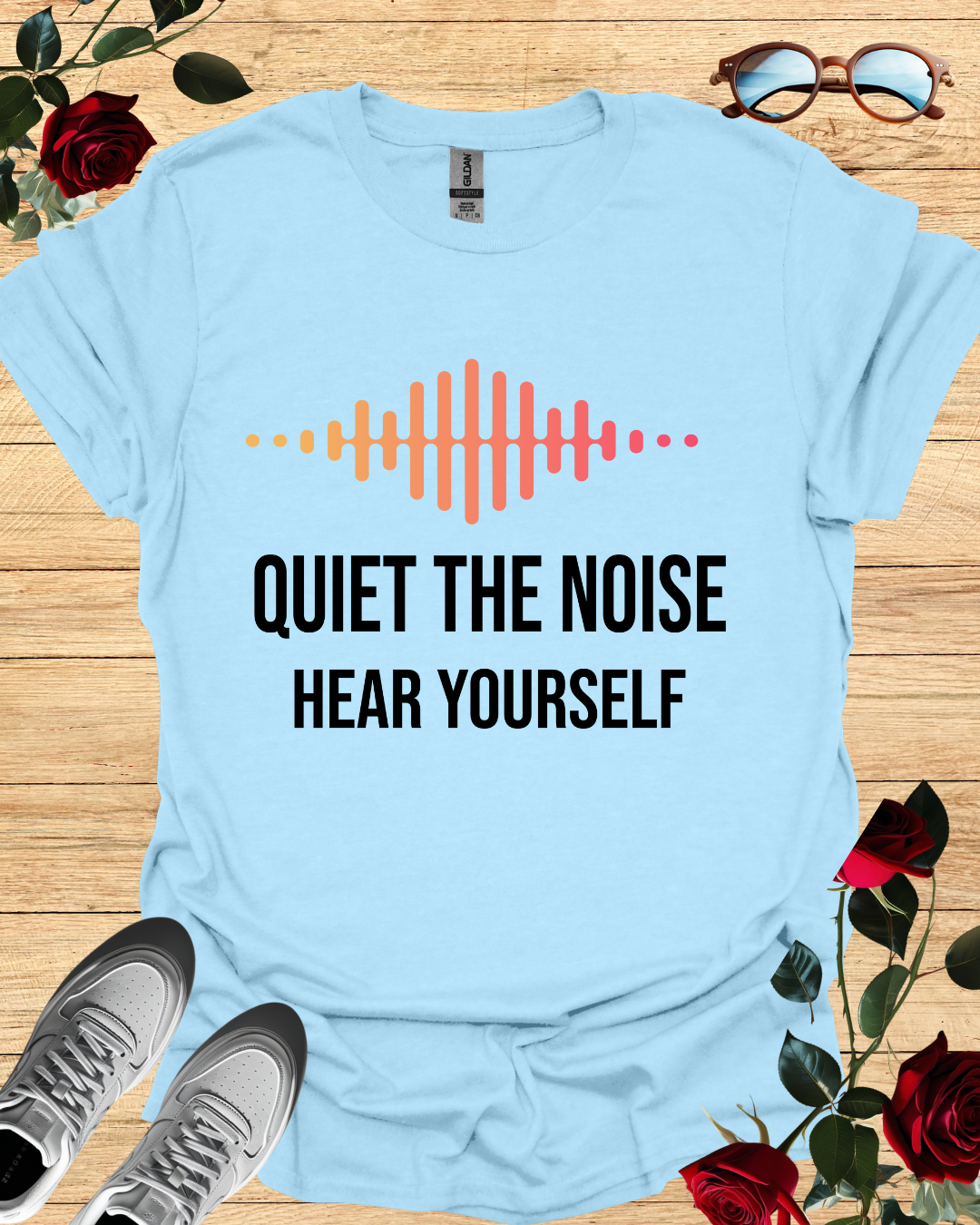 Quiet the Noise, Hear Yourself – Mindful Minimalist T-Shirt Printify