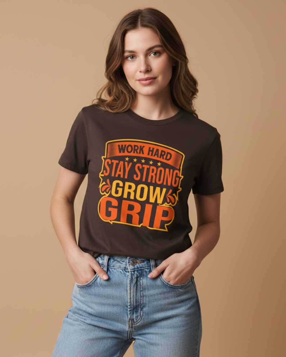 Work Hard. Stay Strong. Grow Grip. – Motivational Tee