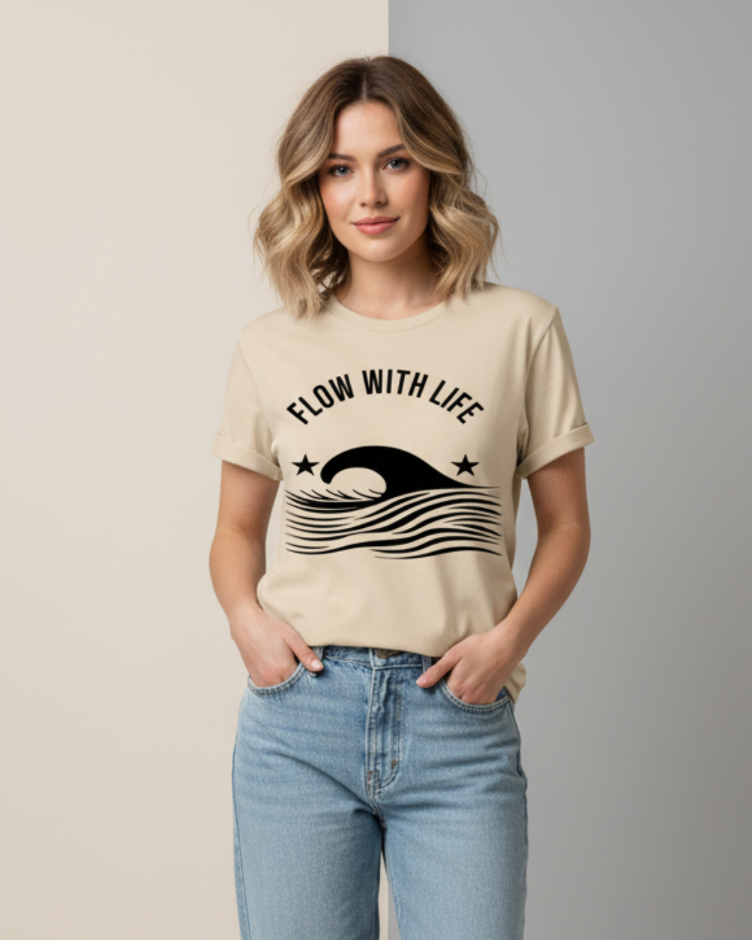 Flow with Life – Minimalist Motivational T-Shirt