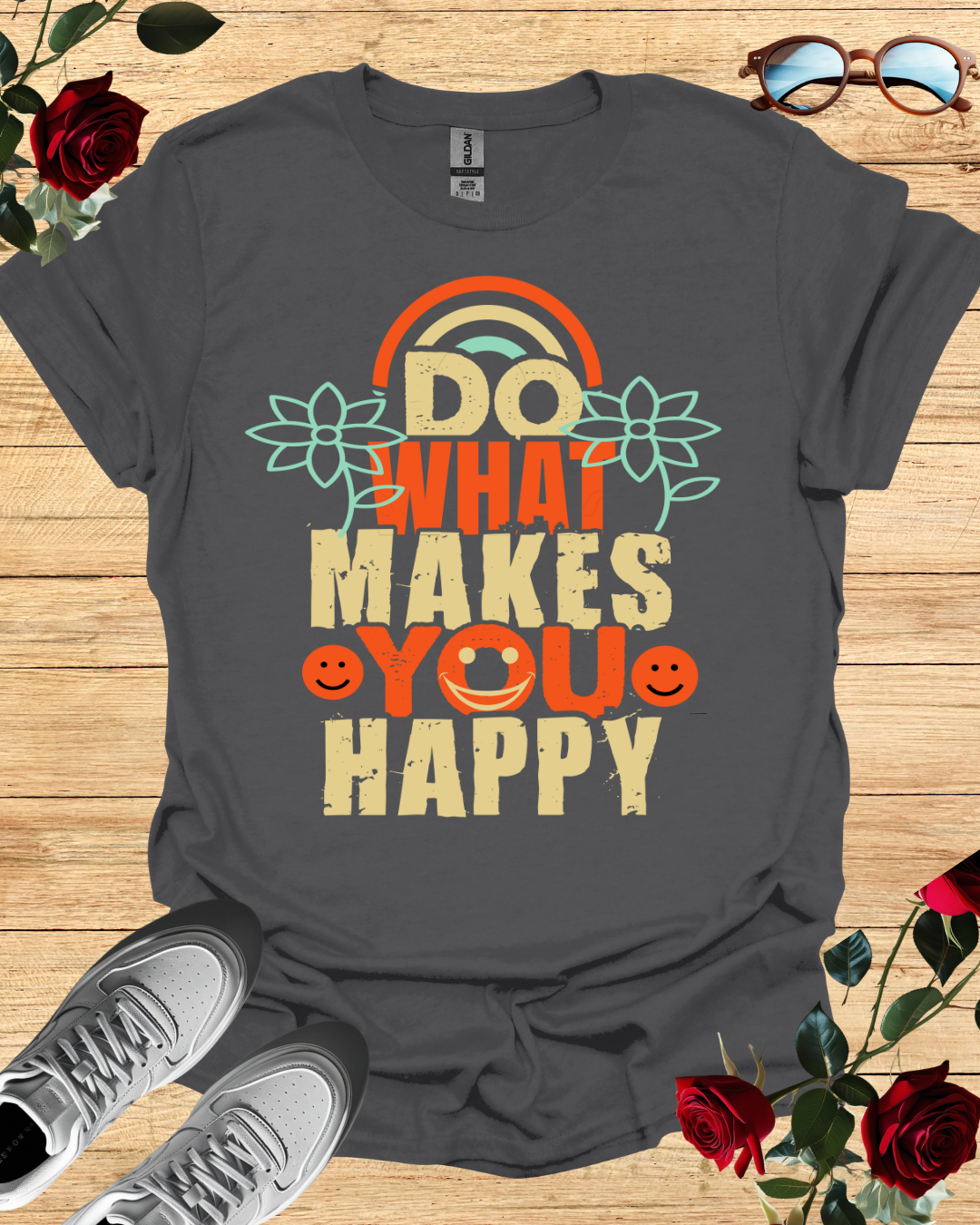 Do What Makes You Happy – Motivational Organic T-Shirt Printify